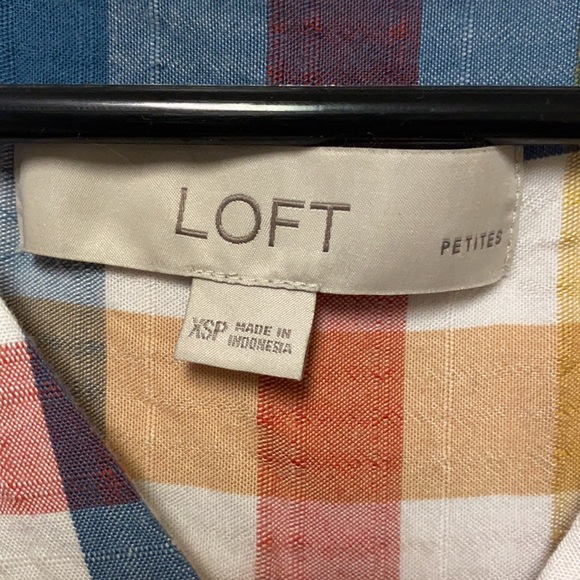 Loft XSP Pastel Plaid Shortsleeved Top - Picture 3 of 6